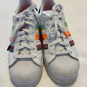 Adidas Superstar Sneakers with Colorful Stripes